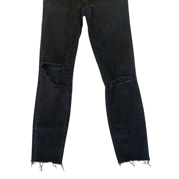 Madewell 9" High Rise Skinny Jeans 24 Distressed Black Slim Y2K Grunge - Picture 3 of 8